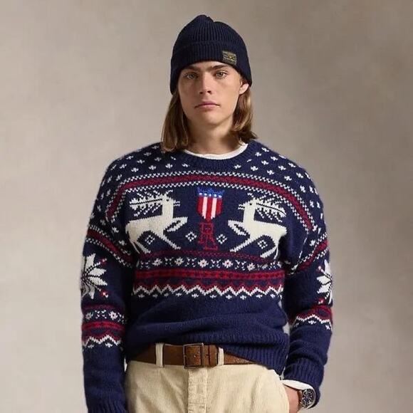 NWT RALPH LAUREN Men Reindeer Patterned Wool Sweater large - Picture 8 of 8
